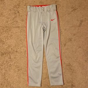 Nike Boys Dry Fit Baseball pants gray/red stripe